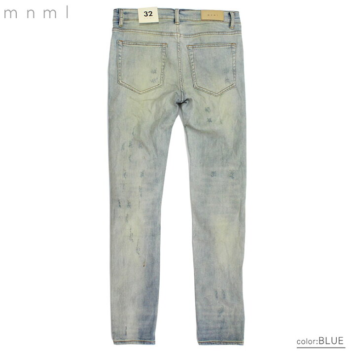 楽天市場】mnml ミニマル X214 STRETCH DENIM クラッシュ ダメージ 