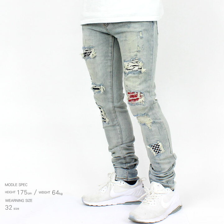 楽天市場】mnml ミニマル X214 STRETCH DENIM クラッシュ ダメージ 