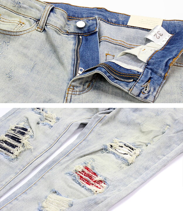 楽天市場】mnml ミニマル X214 STRETCH DENIM クラッシュ ダメージ 