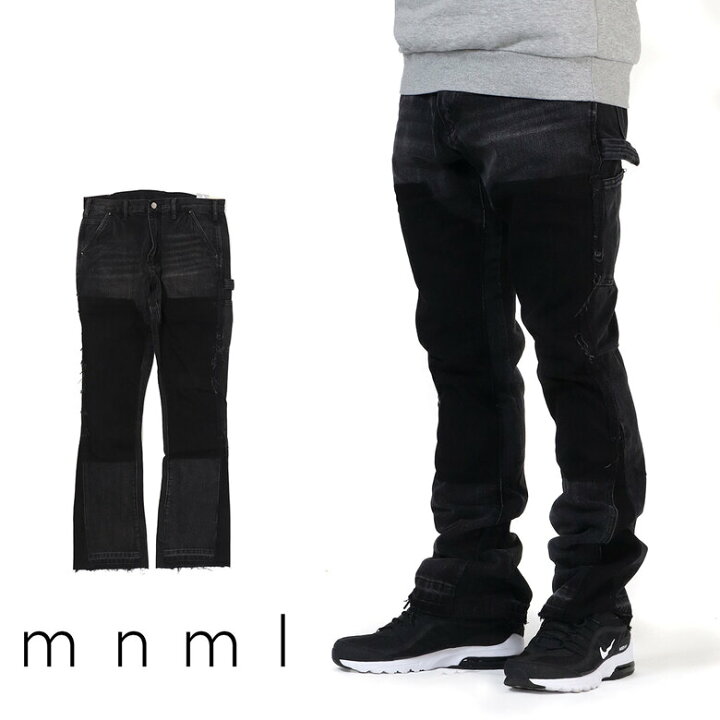 楽天市場】【20%OFF】 mnml ミニマル B118 FLARE WORK DENIM BLACK 