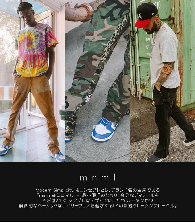 楽天市場】mnml ミニマル B118 FLARE WORK DENIM BLACK フレア フレア mnml フレアパンツ