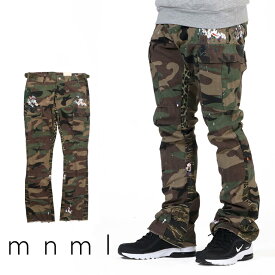 mnml ミニマル CONTRAST BOOTCUT CARGO CAMO カモ カモフラ カーゴ カーゴパンツ フレア フレアパンツ フレアデニム ブーツカット パンツ デニム バギー ルーズフィット ストレッチ ジーンズ メンズ タイト デニム インポート ブランド ストリート ファッション ★Re