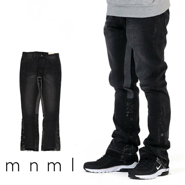 楽天市場】mnml ミニマル B167 PAISLEY FLARE DENIM フレア フレア 
