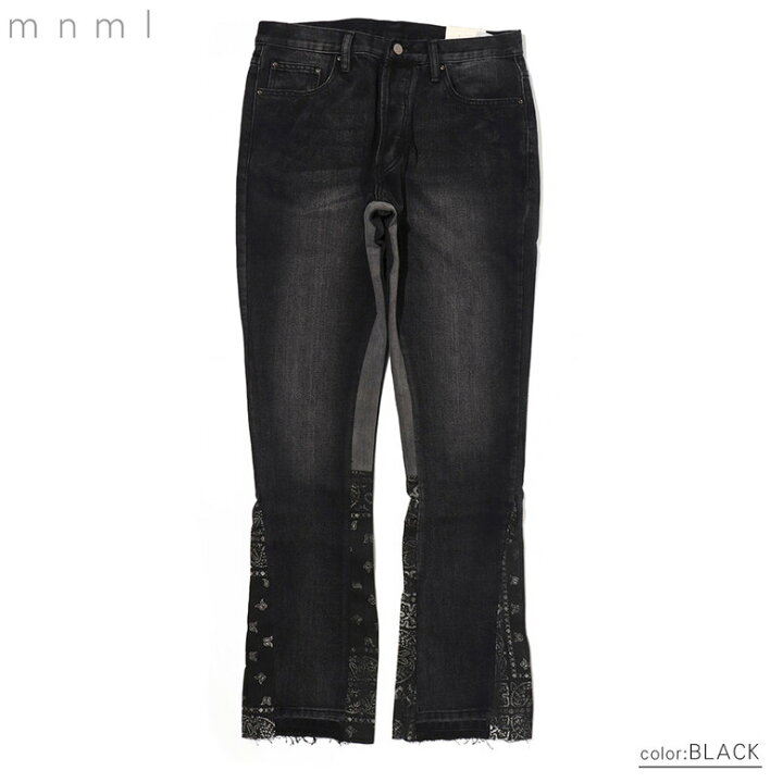 楽天市場】mnml ミニマル B167 PAISLEY FLARE DENIM フレア フレア 