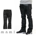 mnml ミニマル B169 LEATHER FLARE DENIM フレア フレアパンツ フレアデニム ブーツカット パンツ デニム バギー ルーズフィット ストレッチ ジーンズ メンズ タイト デニム インポート ブランド ストリート ファッション ★Re