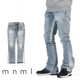 mnml ミニマル B221 FLARE DENIM フレア フレアパンツ フレアデニム ブーツカット パンツ デニム バギー ルーズフィット ストレッチ ジーンズ メンズ タイト デニム インポート ブランド ストリート ファッション ★Re