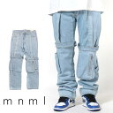 【60%OFF】 mnml ミニマル V-FIT V265 BAGGY DENIM カーゴパンツ ジーンズ ダメージ デニムパンツ デニム バギー ルーズフィット ストレッチ ジーンズ メンズ タイト デニム インポート ブランド ストリート ファッション