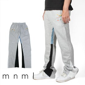 mnml ミニマル CONTRAST BOOTCUT SWEATPANTS スウェットパンツ ブーツカット フレア 裏起毛 バギー ルーズフィット GREY グレー ストレッチ メンズ タイト インポート ブランド ストリート ファッション ★Re