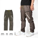 【50%OFF】 mnml ミニマル CONTRAST TAPED CARGO PANTS カーゴパンツ カーゴ パンツ ストレッチ スキニー メンズ サイドポケット サイドジッパー CHARCOAL GREY チャコールグレー インポート ブランド ストリート ファッション