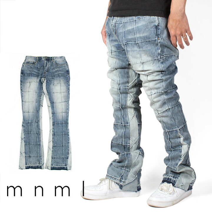 楽天市場】mnml ミニマル B420 PANELED FLARE DENIM デニムパンツ 