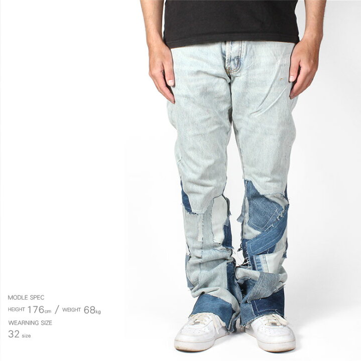 楽天市場】mnml ミニマル B424 PATCH FLARE DENIM デニムパンツ ブーツ 