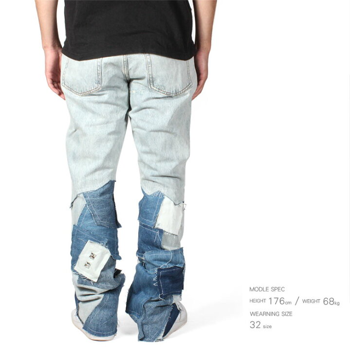 楽天市場】mnml ミニマル B424 PATCH FLARE DENIM デニムパンツ ブーツ 