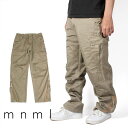 【50%OFF】 mnml ミニマル ZIPPER DENIM CARGO PANTS カーゴパンツ カーゴ パンツ ストレッチ スキニー メンズ フレア フレアシルエット サイドポケット サイドジッパー KHAKI カーキ デニム インポート ブランド ストリート ファッション
