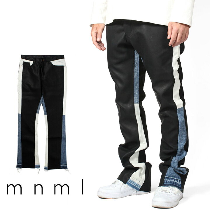 楽天市場】【40%OFF】 mnml ミニマル B417 LEATHER FLARE DENIM フレア  