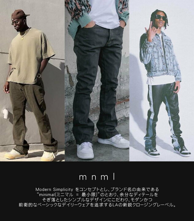 楽天市場】【40%OFF】 mnml ミニマル B417 LEATHER FLARE DENIM フレア 