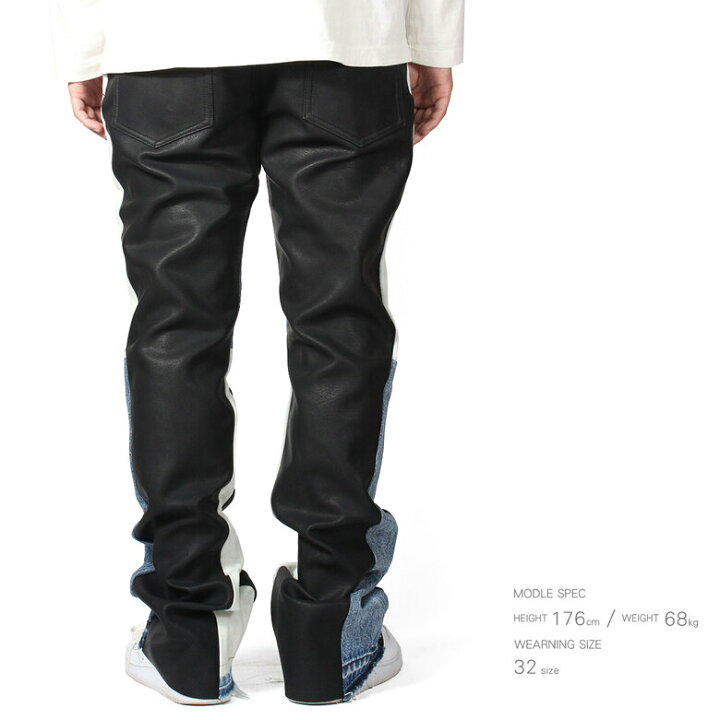 楽天市場】【20%OFF】 mnml ミニマル B417 LEATHER FLARE DENIM フレア