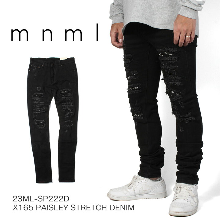 楽天市場】mnml ミニマル X165 PAISLEY STRETCH DENIM BLACK 