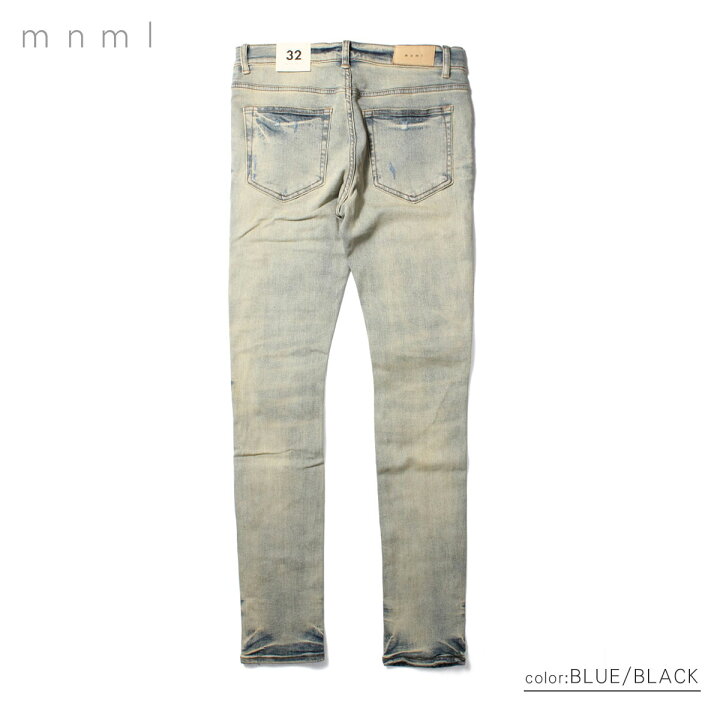 楽天市場】mnml ミニマル X165 PAISLEY STRETCH DENIM BLUE クラッシュ 