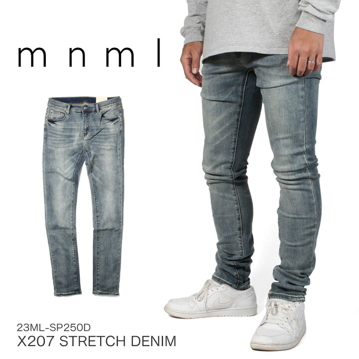 楽天市場】mnml ミニマル X207 STRETCH DENIM BLUE スキニー デニム 