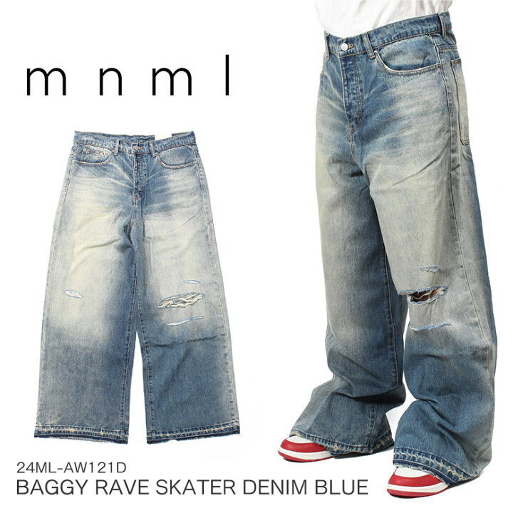 楽天市場】mnml ミニマル BAGGY RAVE DENIM BLUE バギー バギーデニム  