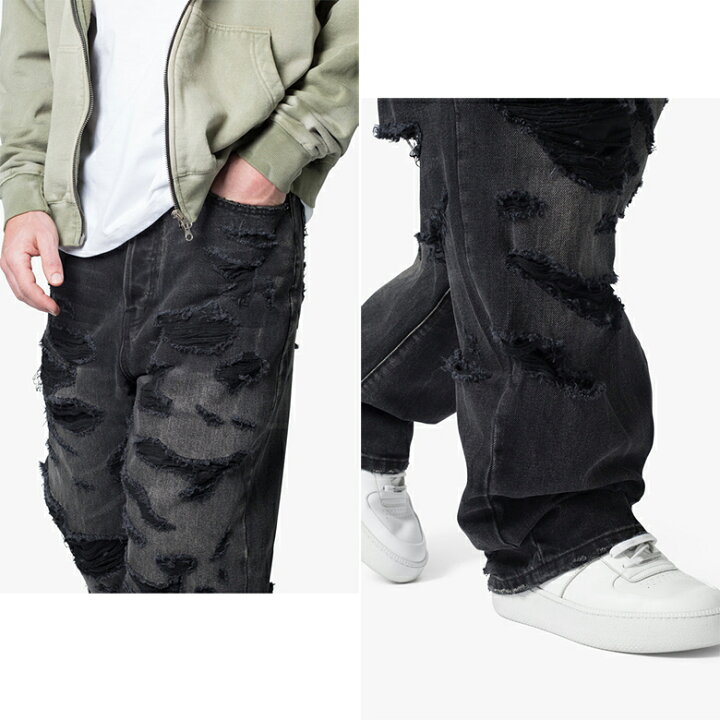楽天市場】mnml ミニマル ULTRA BAGGY DISTRESSED DENIM VINTAGE BLACK 