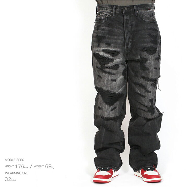 楽天市場】mnml ミニマル ULTRA BAGGY DISTRESSED DENIM VINTAGE BLACK 