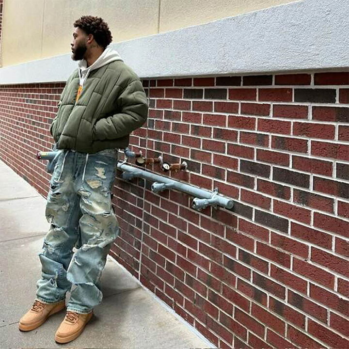 楽天市場】mnml ミニマル ULTRA BAGGY DISTRESSED DENIM VINTAGE BLUE  