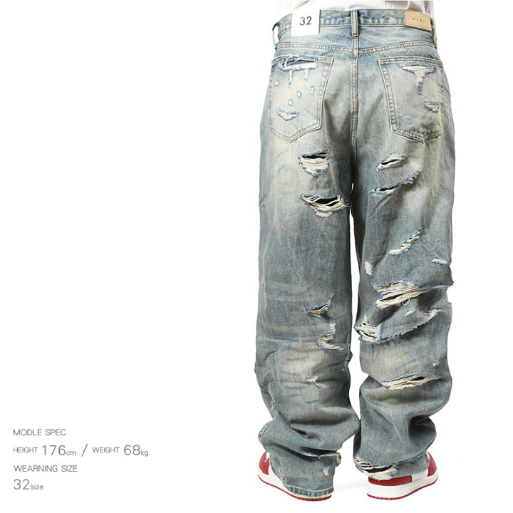 楽天市場】mnml ミニマル ULTRA BAGGY DISTRESSED DENIM VINTAGE BLUE 
