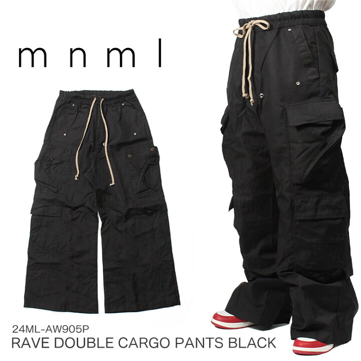 楽天市場】mnml ミニマル RAVE DOUBLE CARGO PANTS BLACK カーゴパンツ 