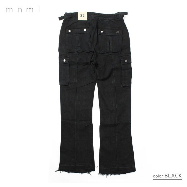 楽天市場】【20%OFF】 mnml ミニマル FRONT ZIP FLARE CARGO PANTS  