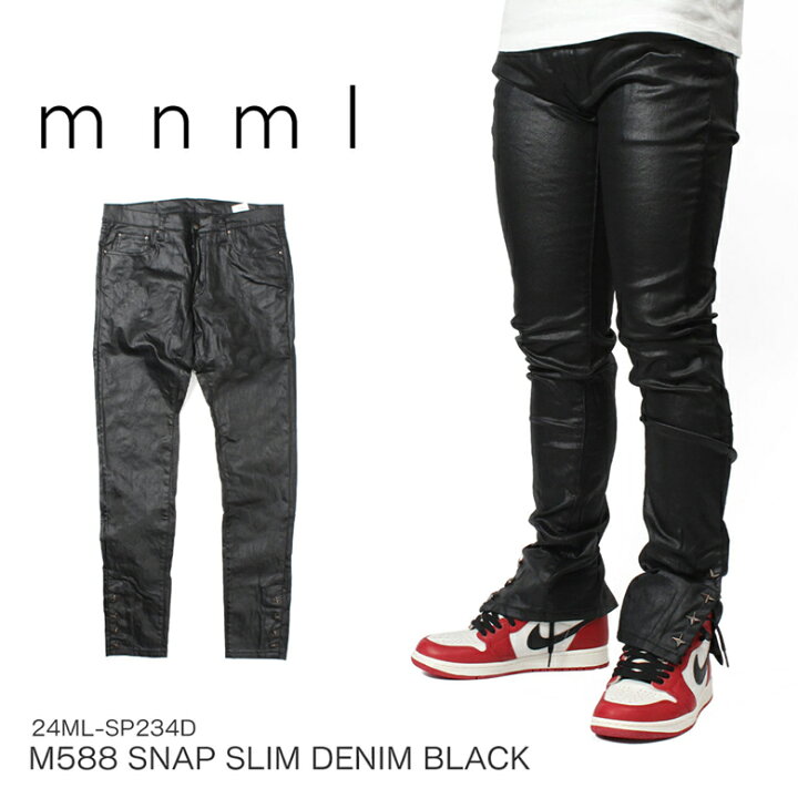 楽天市場】mnml ミニマル M588 SNAP SLIM DENIM BLACK デニムパンツ 