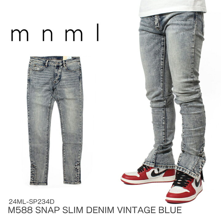 楽天市場】mnml ミニマル M588 SNAP SLIM DENIM VINTAGE BLUEデニム 
