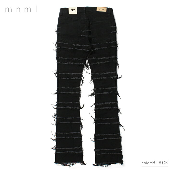 楽天市場】mnml ミニマル X597 PANELED SKINNY STACKED DENIM BLACK 