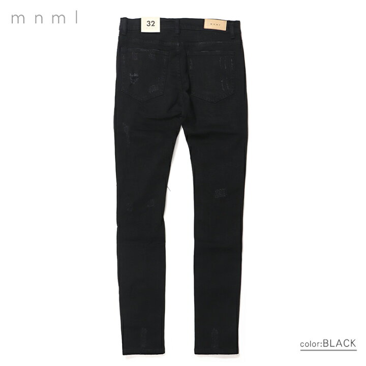 楽天市場】mnml ミニマル X204 CAMO STRETCH DENIM BLACK スキニー 