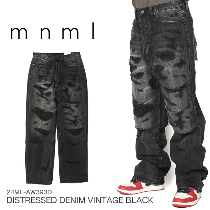 楽天市場】mnml ミニマル ULTRA BAGGY DISTRESSED DENIM VINTAGE BLACK 