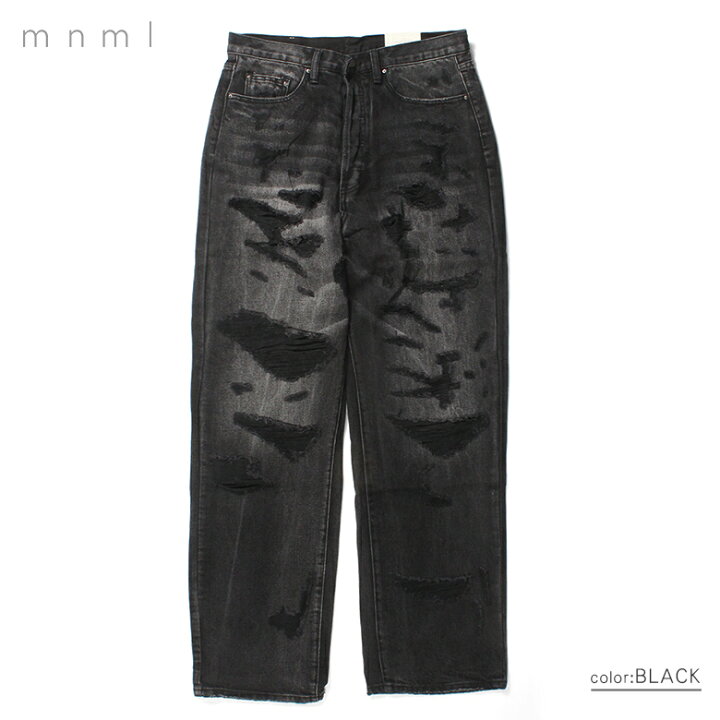 楽天市場】mnml ミニマル ULTRA BAGGY DISTRESSED DENIM VINTAGE BLACK 