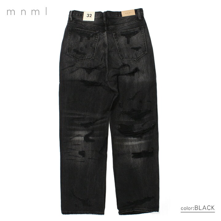 楽天市場】mnml ミニマル ULTRA BAGGY DISTRESSED DENIM VINTAGE BLACK 