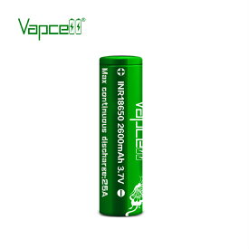 18650 電子タバコバッテリー PSEマーク付 リチウムイオン VAPCELL INR 18650 2600mah 定格25A フラットトップ GREEN リチウム電池 リチウムバッテリー battery 充電池 VAPE ベイプ 電子タバコ バッテリー