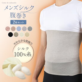 【TBSのバラエティ番組で紹介】2枚セット メンズ シルク 腹巻き シルク100% 絹 腹巻 はらまき ハラマキ 男物 紳士 温活 腸活 暖かい 冷え取り 冷え対策 温かい あたたかい 薄い 薄手 速乾 インナー オールシーズン 通気性 快適 ギフト 日本製