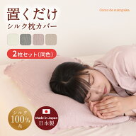 【日本製】2枚セット 置くだけ シルク 枕カバー シルク100%糸 共同開発 絹 まくらカバー ピローケース 簡…