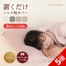 【P5倍★SALE期間限定】【日本製】2枚セット 置くだけ シルク 枕カバー シルク100%糸 共同開発 絹 まくらカバー ピローケース 簡単 リバーシブル ずれにくい 快適 安眠 吸湿 柔らかい ふわふわ 肌触り 摩擦 ヘアケア ダメージケア 敏感肌 伸縮性 伸びる 洗える 洗濯機