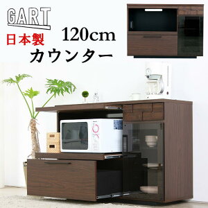 キッチンカウンター COLK コルク GART ガルト 幅120cm 収納 引出し 食器棚 日本製 国産 大川家具 スライドレール レンジボード おしゃれ キッチン収納 アルダー 引出し 電子レンジ ダイニング カ