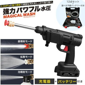 [最大400円OFFクーポン配布中] 高圧洗浄機 マジカルウォッシュ 12点セット コードレス 充電式 ポケッタブル コンパクト バッテリー付き 水道不要 家庭用 洗浄機 ノズル3種 バケツ ホース 水 泡噴射 強力 軽量 水道なし 洗車 外壁 掃除 株式会社グローバル・ジャパン