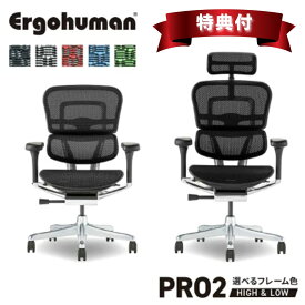 [最大400円OFFクーポン配布中] 【口コミ特典プレゼント】 エルゴヒューマン プロ2 オフィスチェア EHP2-HAM EHP2-LAM Ergohuman Pro2 DR ヘッドレスト ハイタイプ ハイバック ロータイプ ローバック 肘付き 疲れにくい チェア メッシュ