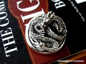 Silver925トライバル龍コンチョ【ダイカットフロートType】コンチョ ボタン シルバー ジュエリー アクセサリー バッグ 小物 雑貨 シルバー925 クラフト メンズ 長財布 財布 カスタム ドラゴン sd