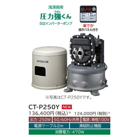 【CT-P250Y】日立ポンプ 浅深両用(自動) インバーターポンプ 楽でか操作パネル付 単相100V 出力：250W (50/60Hz) ※代引不可