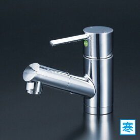 【KM8021ZTEC】 KVK 洗面 化粧室 シャワー・ホース引出しタイプ／シングルレバー 混合水栓 eレバー 寒冷地用