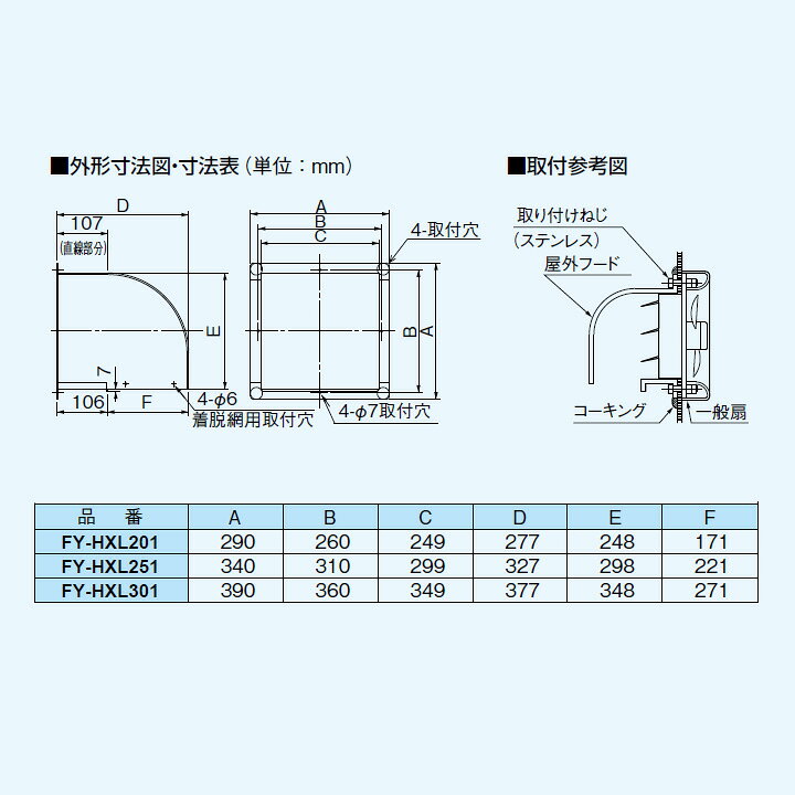 楽天市場】【FY-HXL301】パナソニック 換気扇 専用部材 屋外フード 