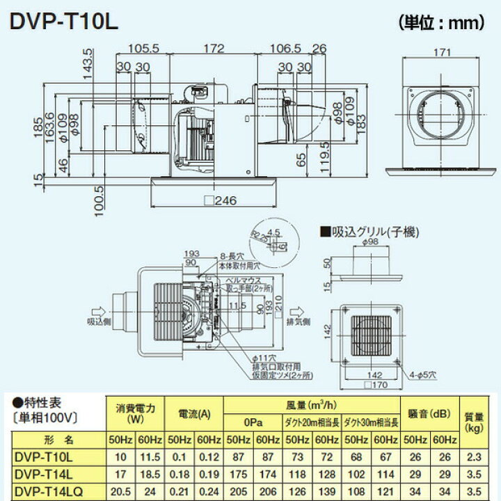 楽天市場】【DVP-T10L】東芝 ダクト用換気扇 低騒音形 〔2部屋用  