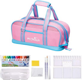 ぺんてる 絵の具セット 画材セット ワイド設計 ZST21-P ピンク 【絵の具セット 画材セット 絵の具道具 小学校 女子 女の子 画材セット】